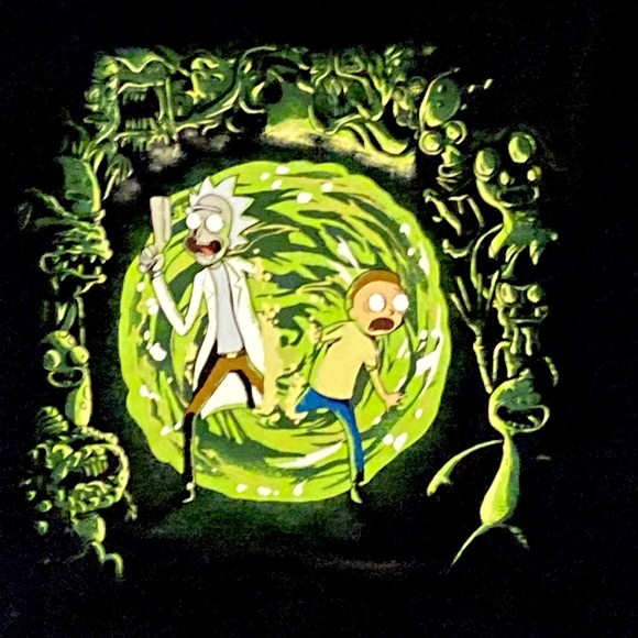 Ripple Junction Rick and Morty Adult Portal and The Monsters Crew T-Shirt - Picture 2 of 3